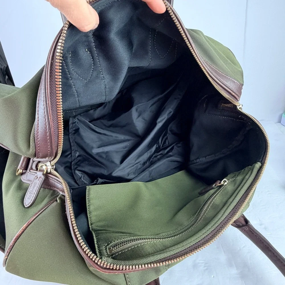 POLO GOLF CHARLESTON Canvas Leather Trim Duffle Bag Olive Green Travel Weekend
